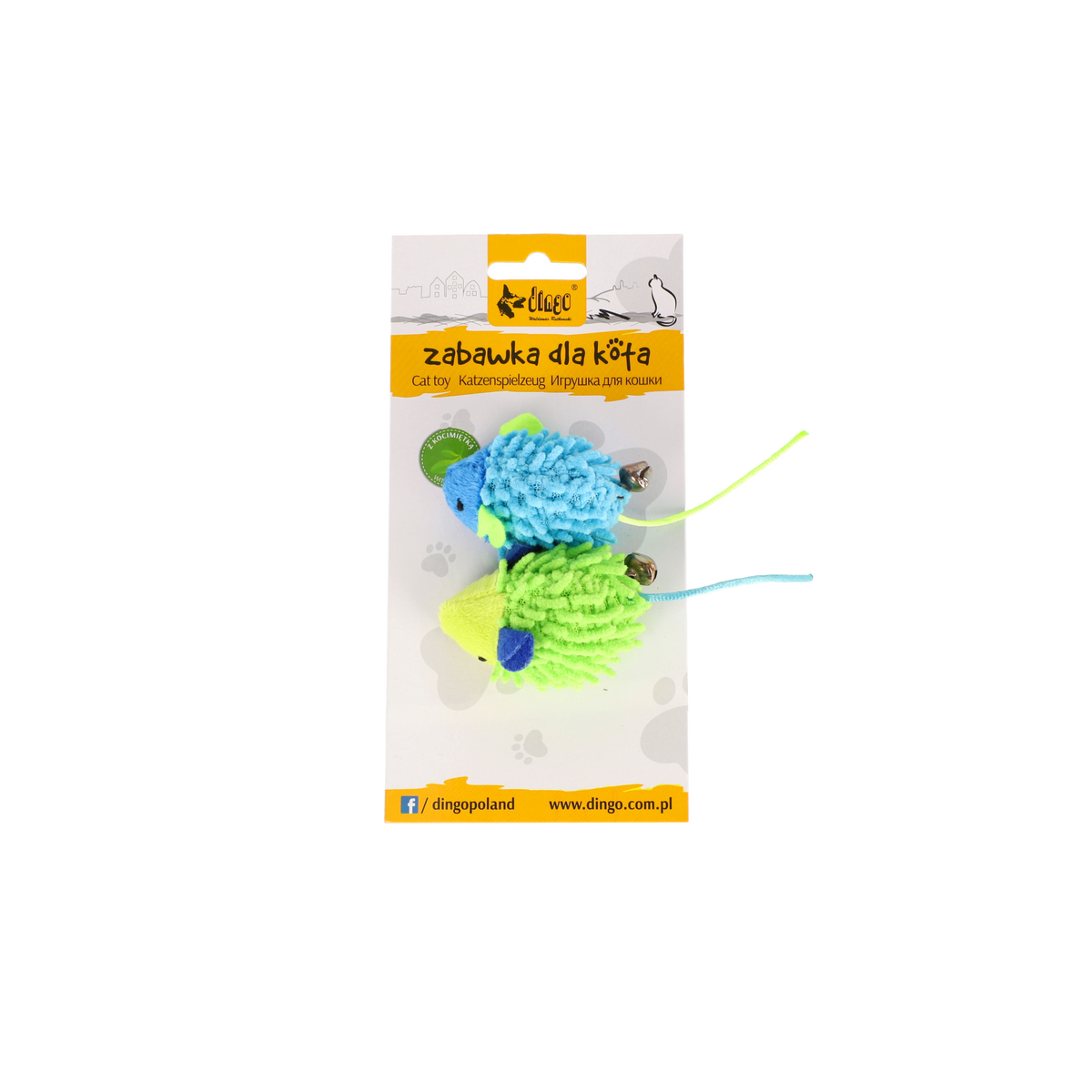 Играчка за котки мишка моп 2 части син + зелен