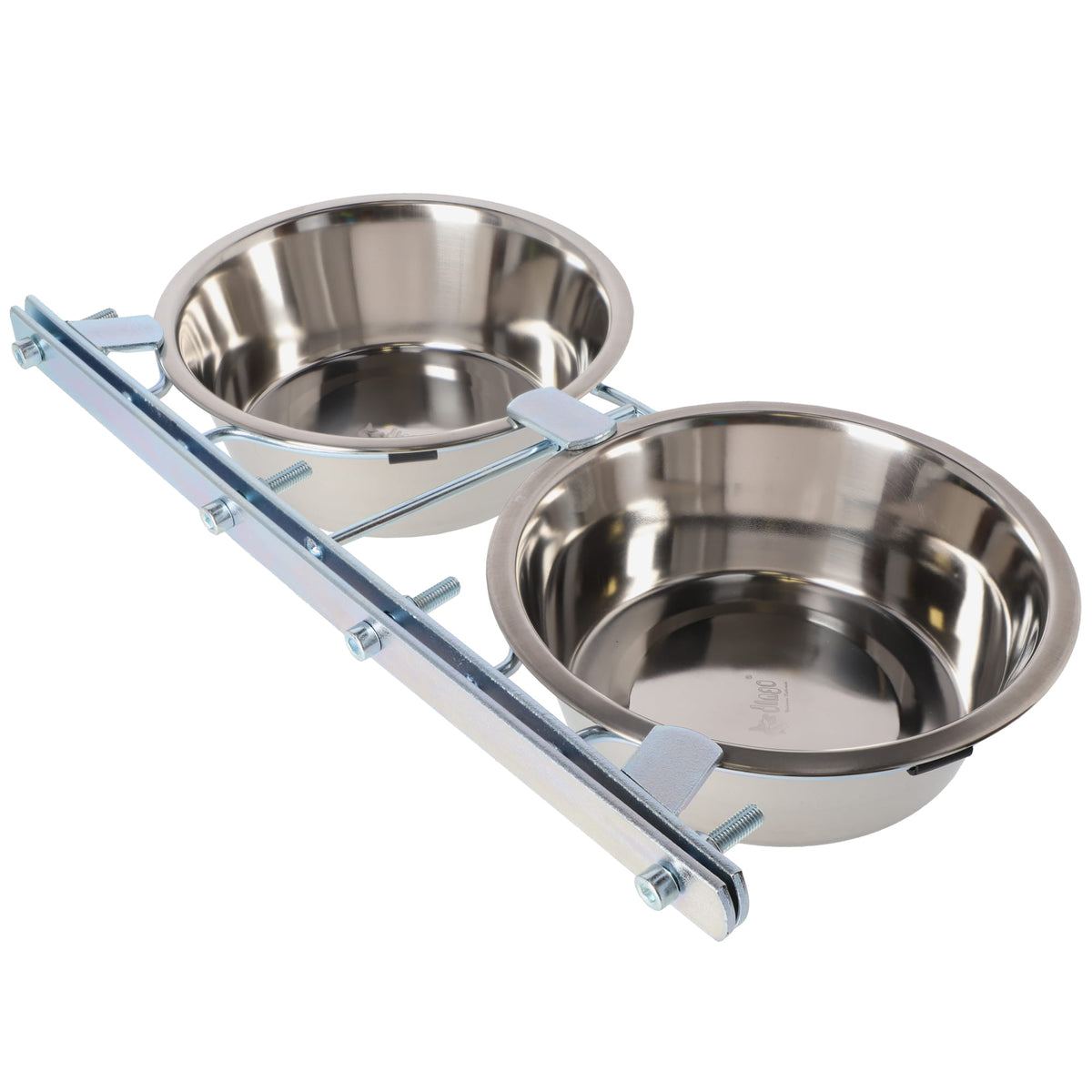 Set de hrănire pentru cușcă + 2 boluri metalice