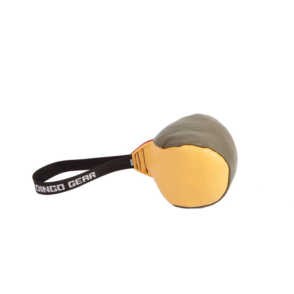 Dingo Gear – minge de jucărie din piele netedă cu mâner Ø 11 cm, culori mixte