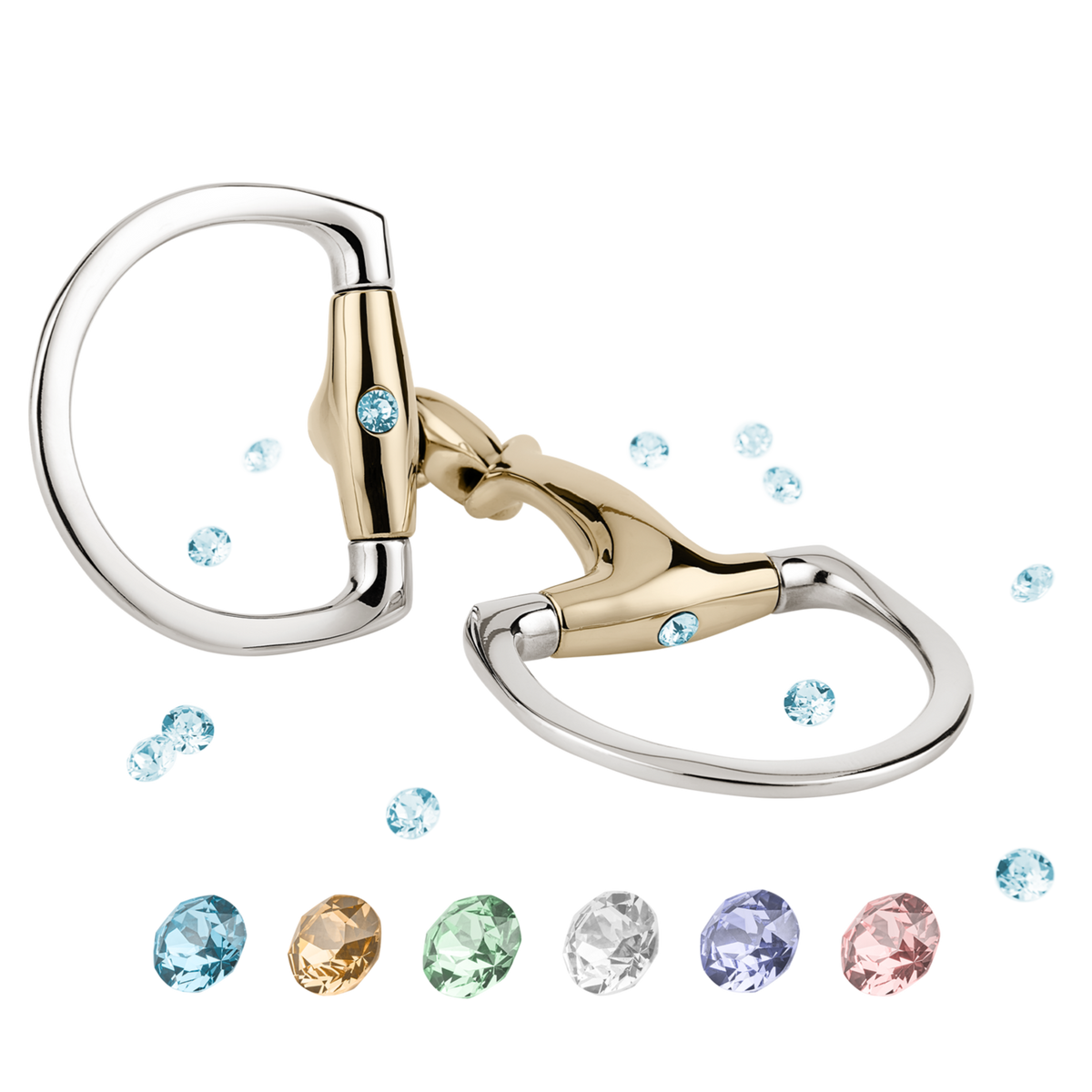Zăbală Dynamic RS Shine Bright eggbutt cu inele în formă de D, cu două articulații, 16 mm