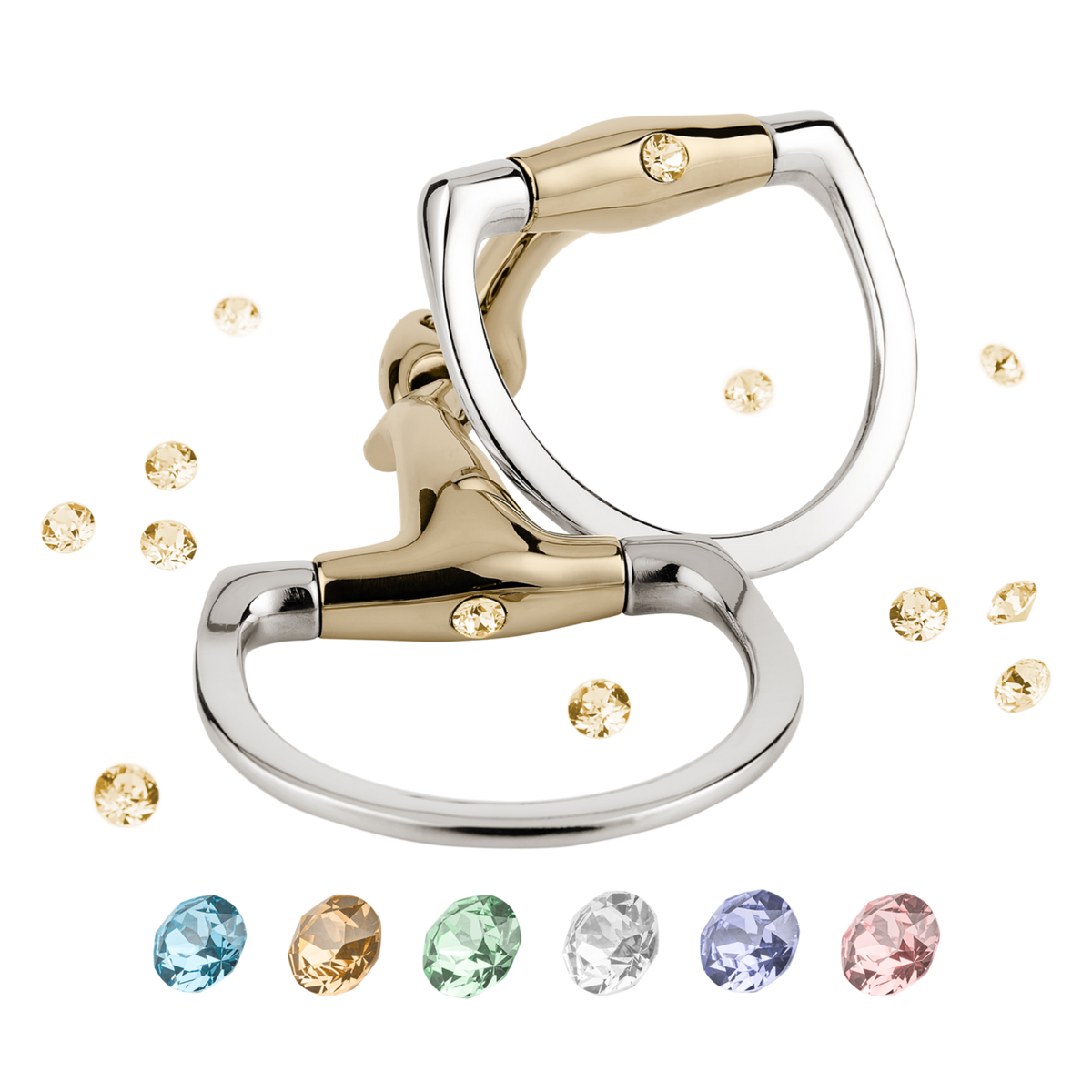 Zăbală Dynamic RS Shine Bright eggbutt cu inele în formă de D, cu două articulații, 16 mm
