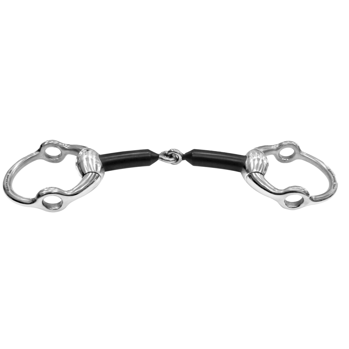 Zăbală Gag eggbutt 16 mm din Hartcarbon, cu inele Gag din oțel inoxidabil