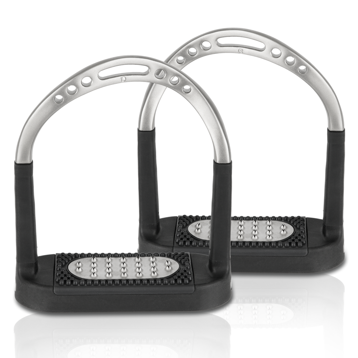 Scări de șa FLEXCITE Grip - oțel inoxidabil mat, mărime 120 mm