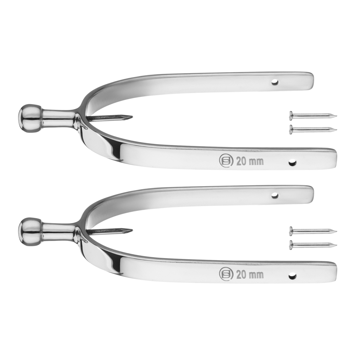 Pinteni cu fixare pe toc, oțel inoxidabil, 20 mm