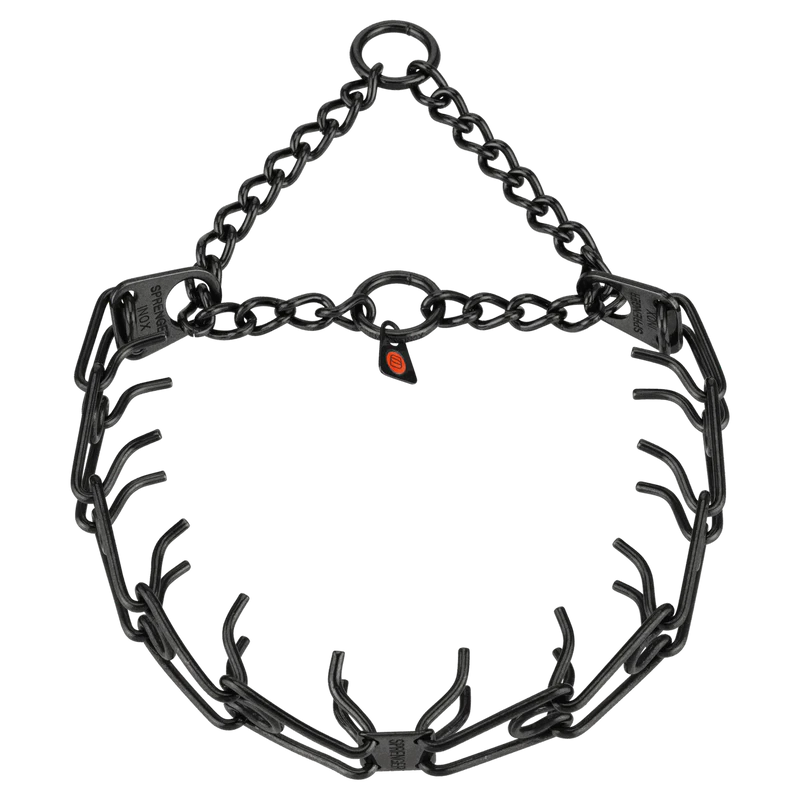 Дресировочна каишка SPRENGER ULTRA-PLUS - за кучета с централна плоча и верижка за монтаж - черна неръждаема стомана