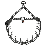Herm Sprenger ULTRA-PLUS НАШИЙНИК ЗА ДРЕСИРАНЕ НА КУЧЕТА с централна плоча, верижка за монтаж, въртящ се вирбъл и закопчаване ClicLock – черна неръждаема стомана