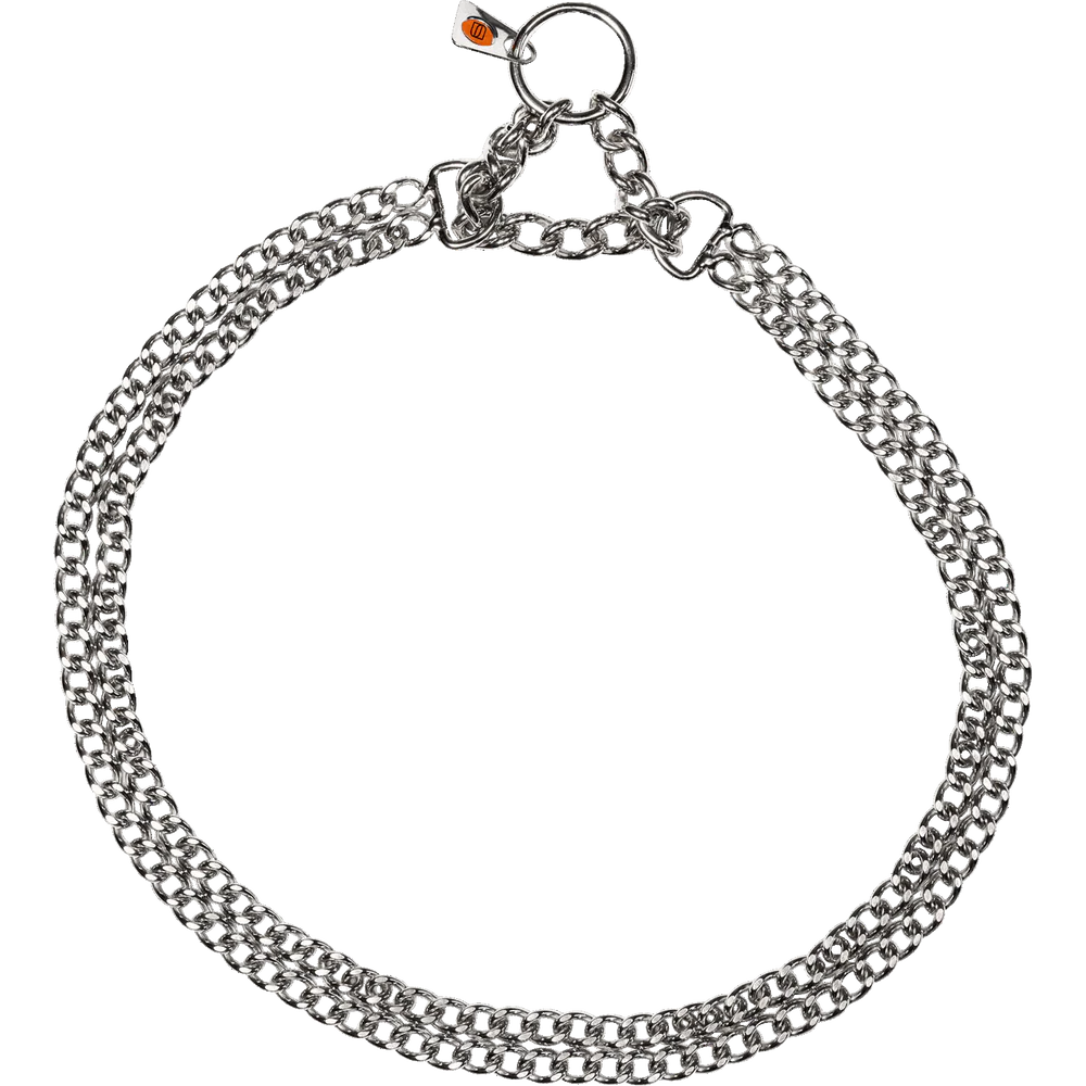 Двуредов нашийник Martingale, плоски полирани звена – Неръждаема стомана, 2.0 мм