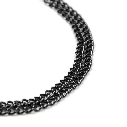 Двуредова яка Martingale, плоски полирани звена – черна неръждаема стомана, 2.0 мм