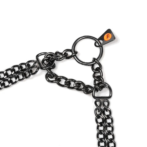 Двуредова яка Martingale, плоски полирани звена – черна неръждаема стомана, 2.0 мм