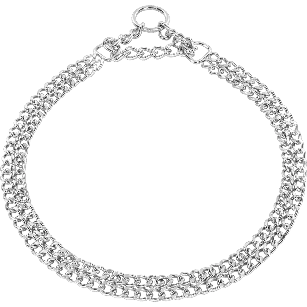 Двуредова яка Martingale, полирани плоски звена – хромирана стомана, 2.0 мм