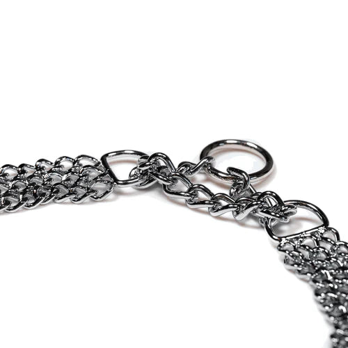 Триредов нашийник Martingale, плоски полирани звена – хромирана стомана, 2.0 мм