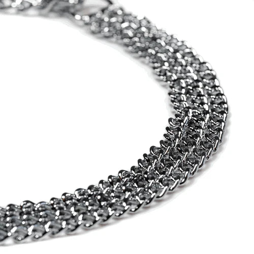 Триредова яка Martingale, плоски полирани звена – хромирана стомана, 2.0 мм