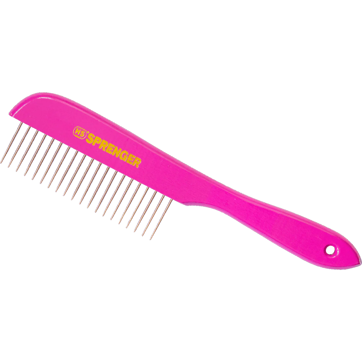 Гребен за кучета – 230 x 25 мм, 30 мм метални зъбци – дървен, розов