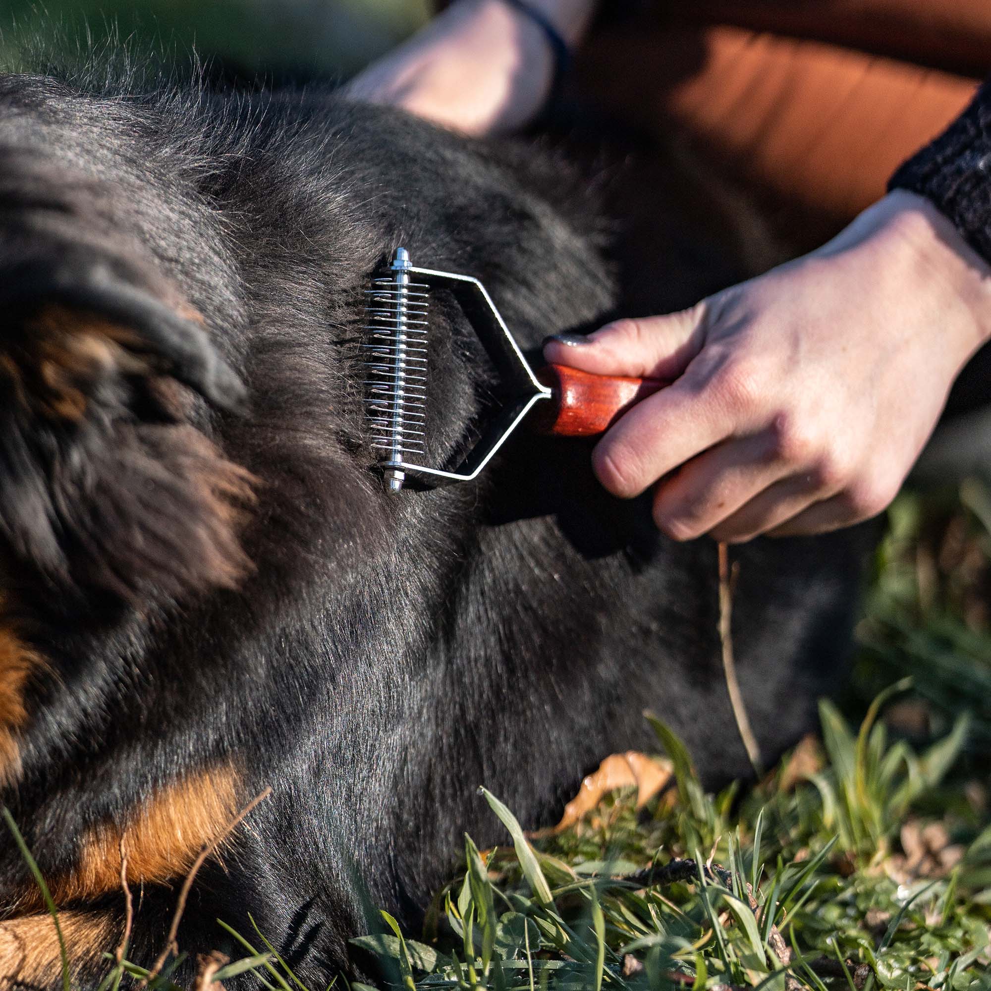 Двустранна четка – дървена дръжка със зъби от неръждаема стомана