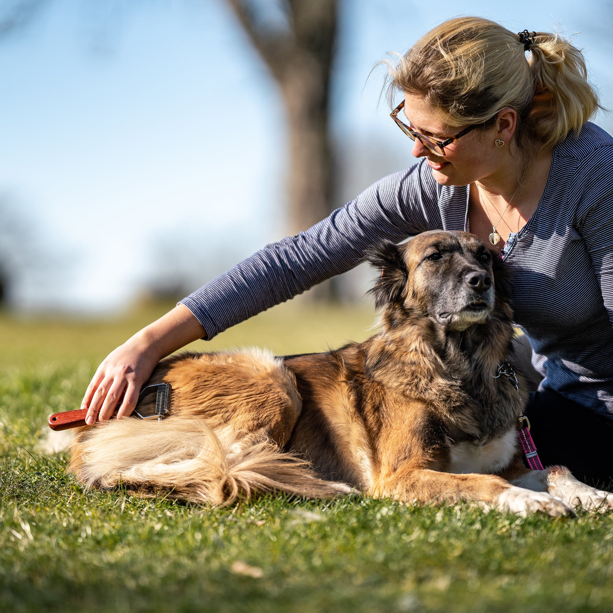 Двустранна четка – дървена дръжка със зъби от неръждаема стомана
