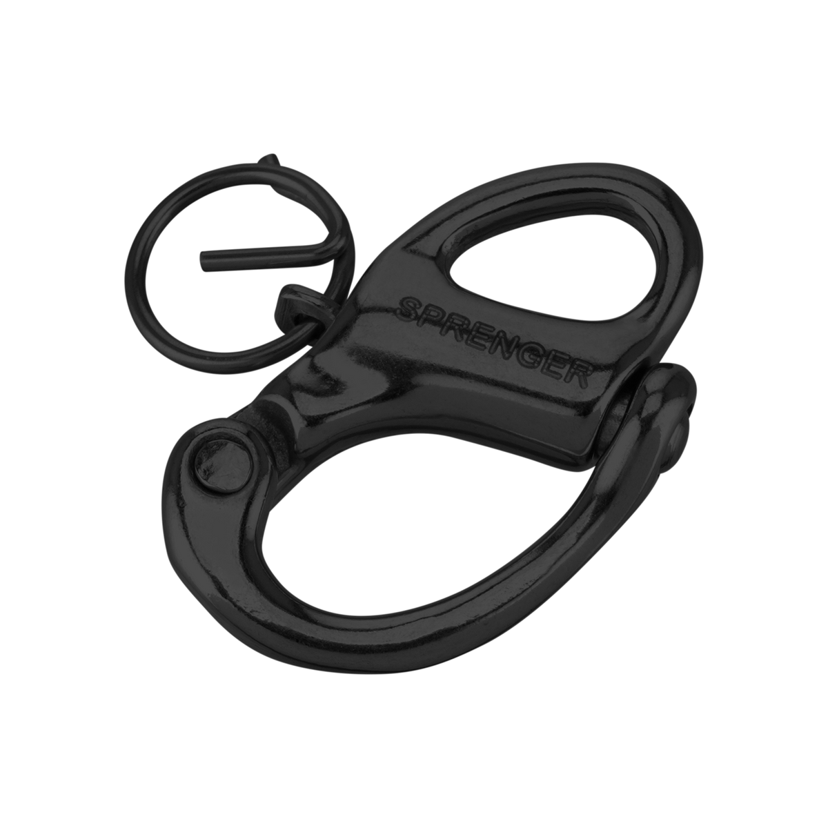 Sprenger карабинер с бързо освобождаване (snap shackle) с неподвижно ухо от черна неръждаема стомана, 52 mm