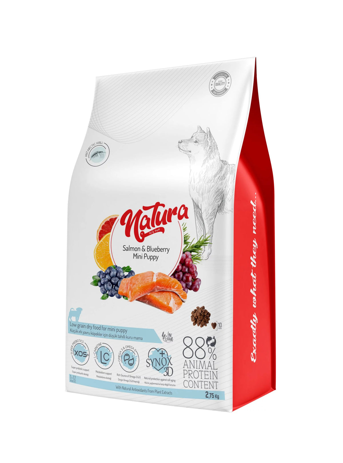 Natura Low Grain Mini Puppy – Храна за кученца (малки) със сьомга и боровинки 2.75 кг