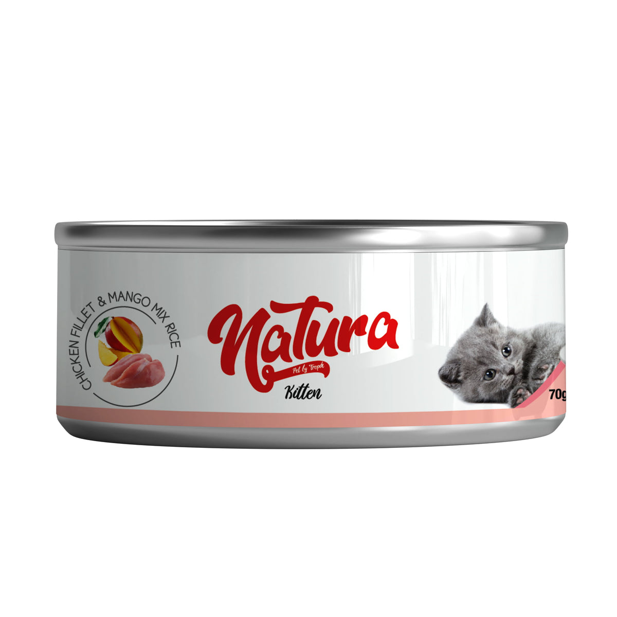 Консерва за котки „Натура“ пилешки филета и манго в желе, 70 гр.
