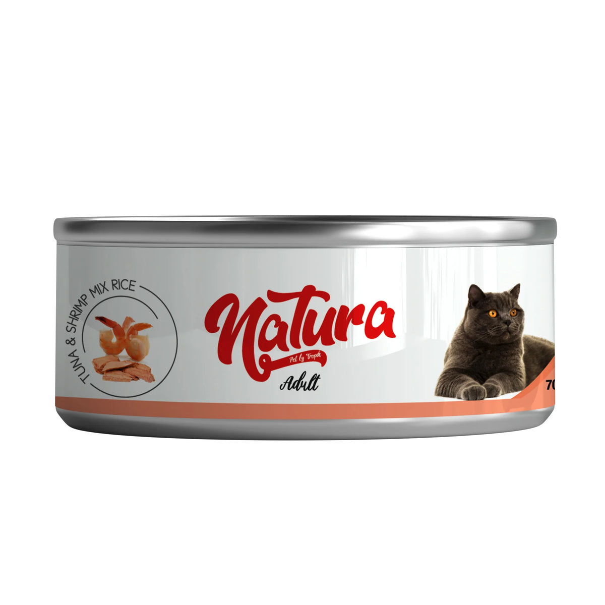 Консерва за котки Natura с риба тон и скариди, в желе 70 гр