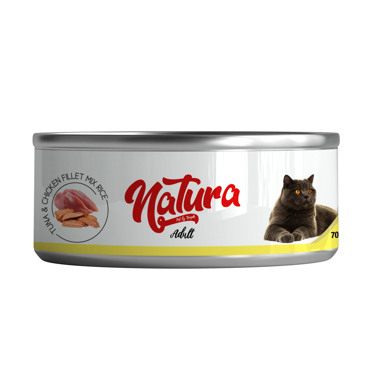 Консерва за котки Natura Fillet от пилешко и микс от риба тон в желе 70 гр