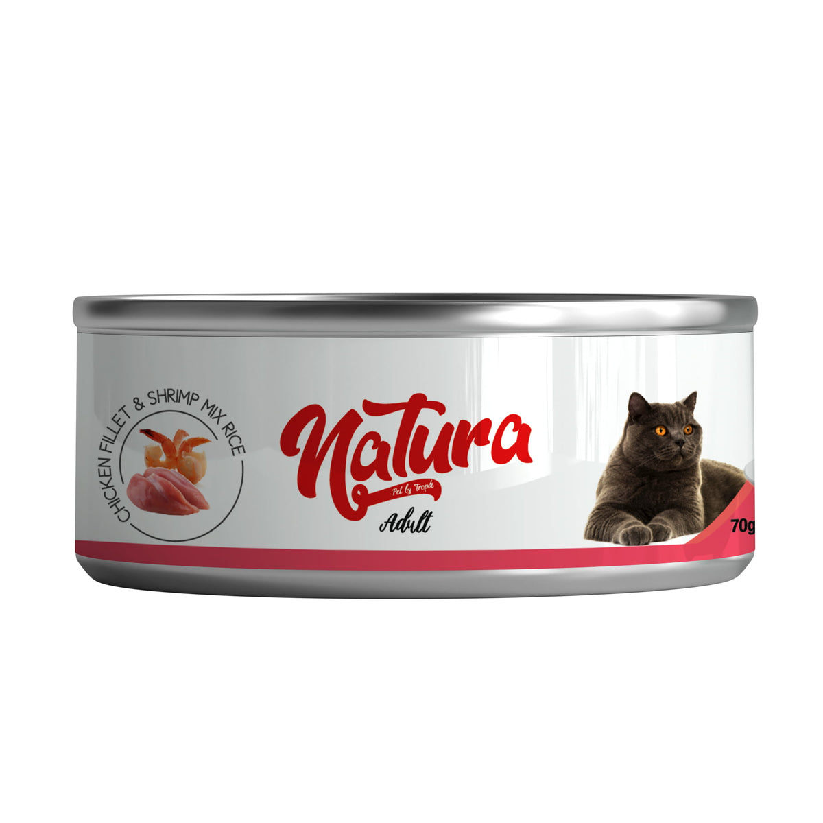 Консерва за котки Natura филе от пиле и скариди с желе 70 гр