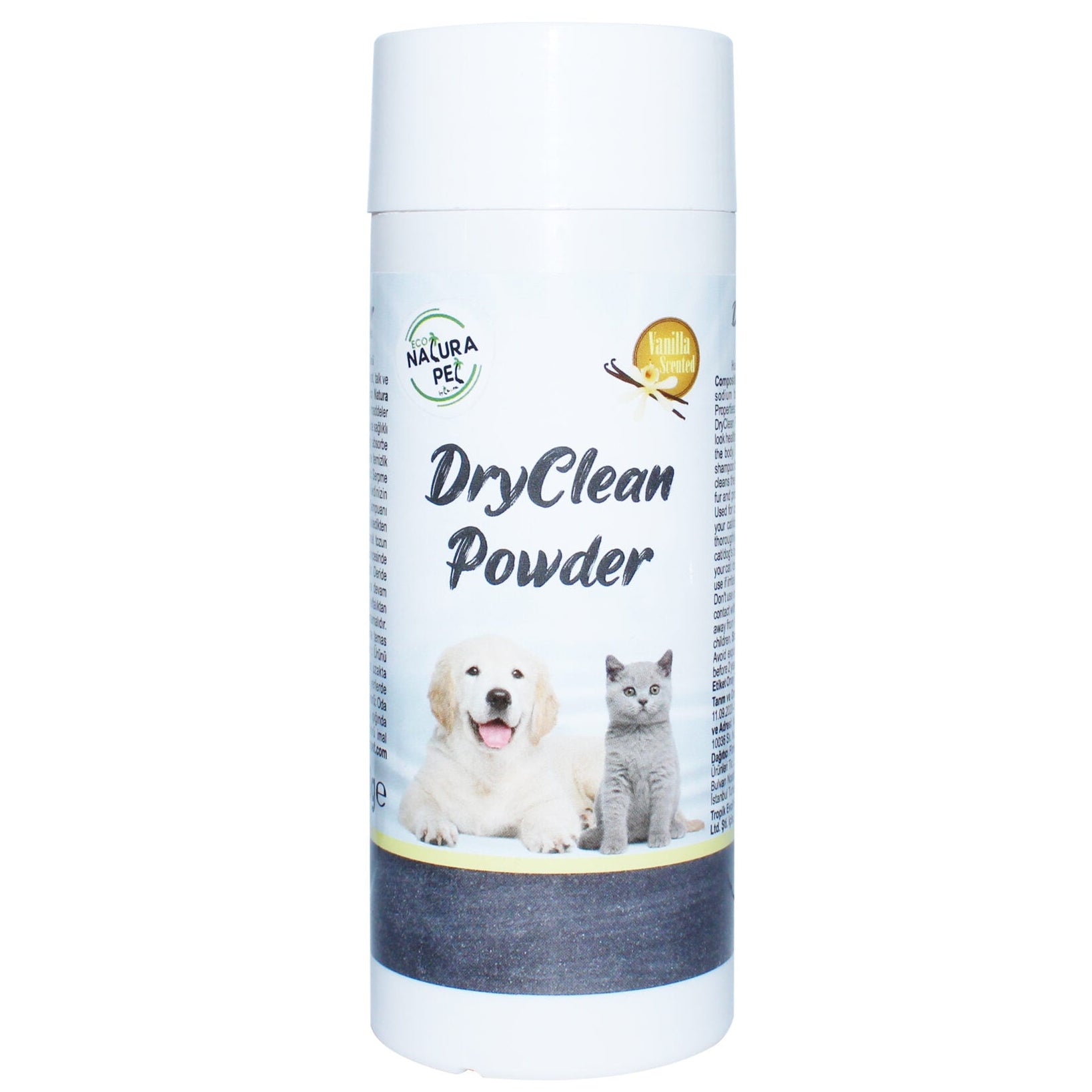 Eco Natura Сух прах за почистване на козина за домашни любимци с аромат на ванилия, 150 г