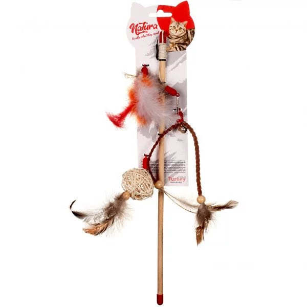 Играчка за котки – Natura Three Kind Of Natural Cat Toy Rod PTC-038 (40 см)