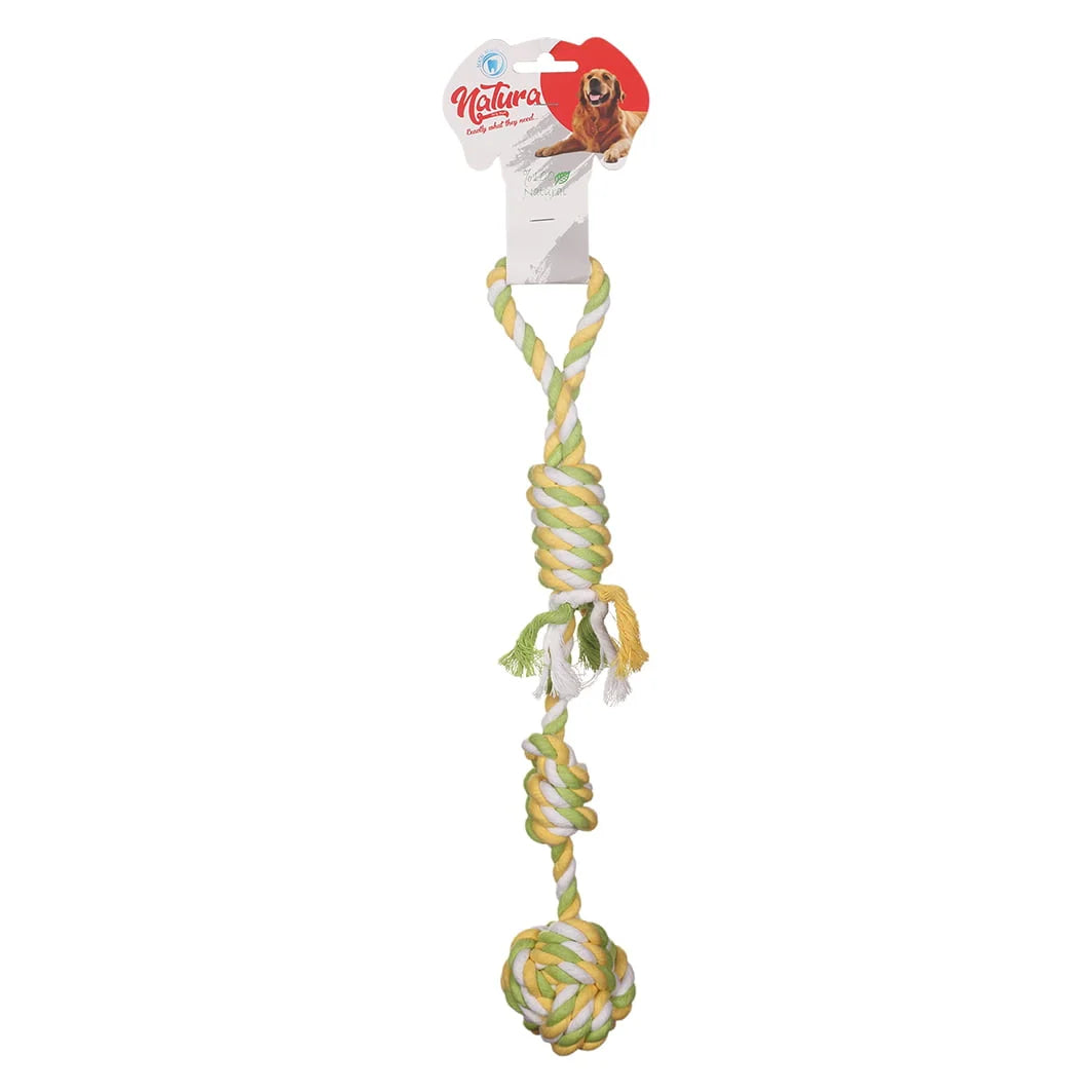 Играчка за кучета – Въжена играчка за кучета с дръжка Natura PTH-017 (43 см)