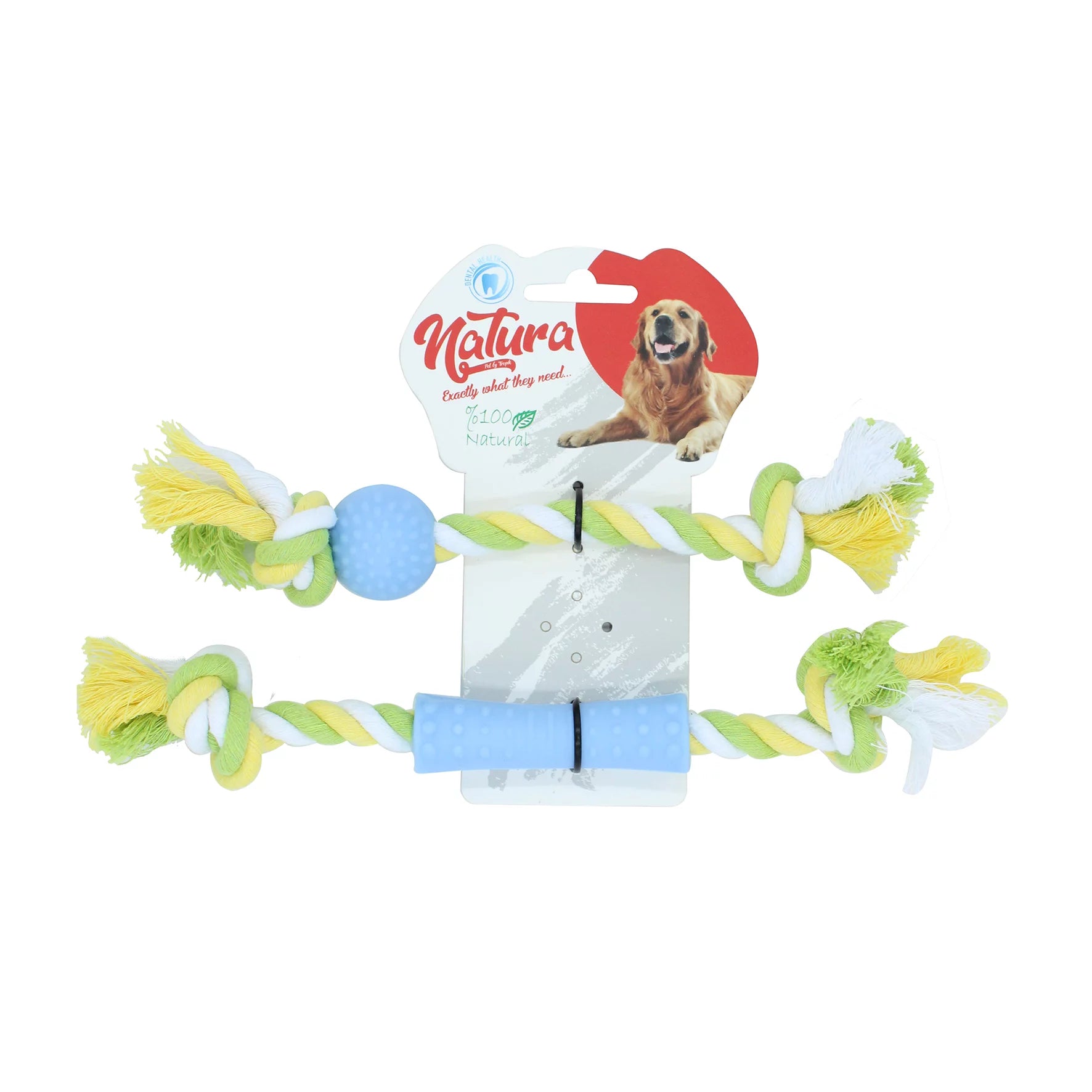 Комплект играчки за никнене на зъби от пластмаса с въже Natura Puppy PTH-034