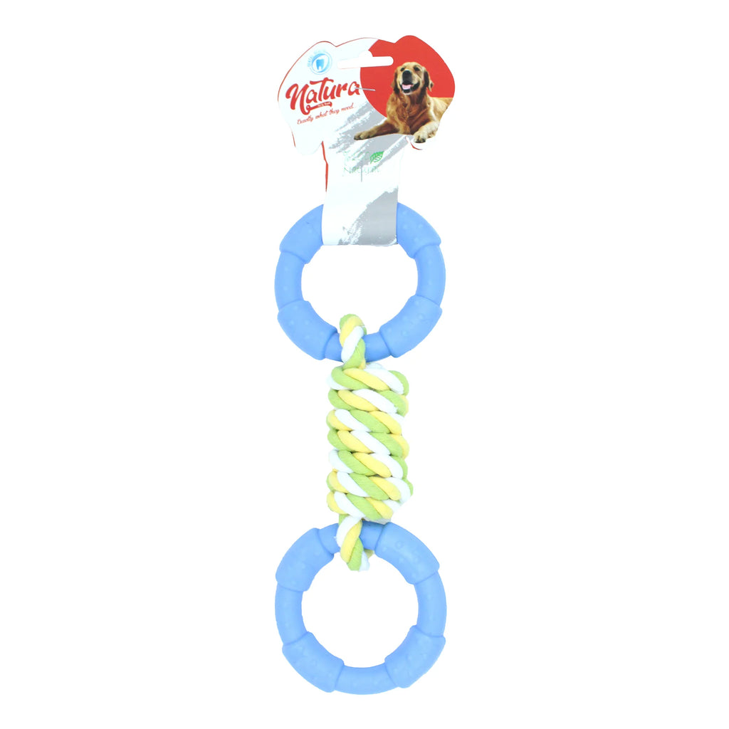 Играчка за кучета – Играчка за кучета Natura Dental Rope с двоен пластмасов пръстен PTH-042 (27 см) 