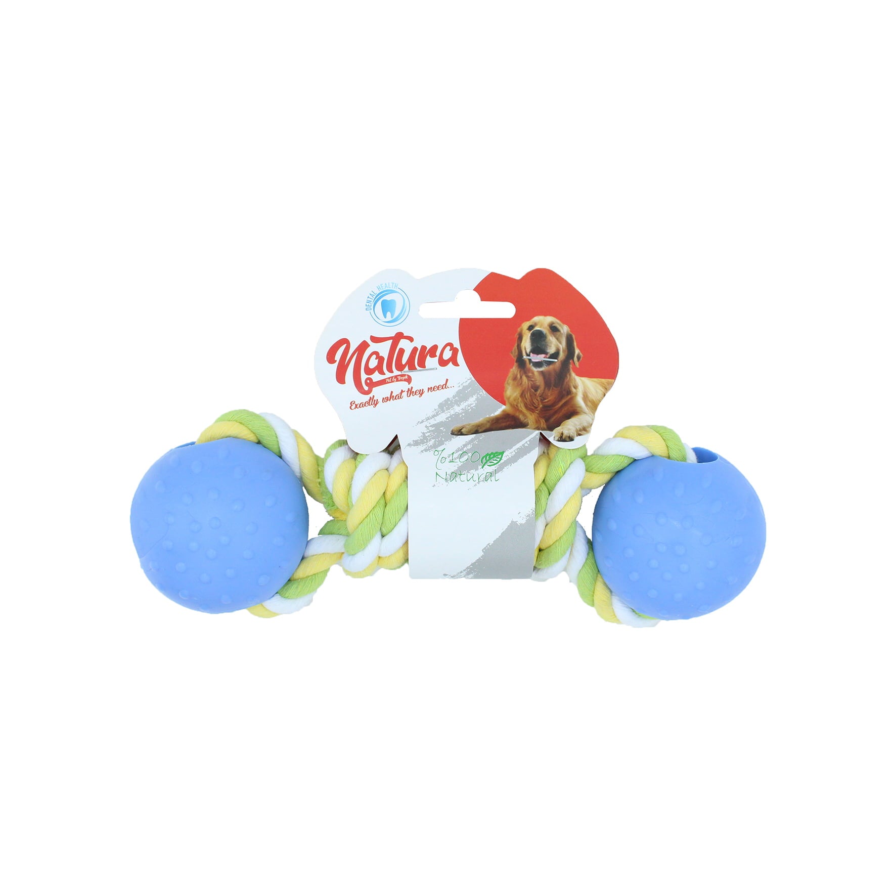 Играчка за кучета – Играчка за кучета Natura Rope с двойна пластмасова топка PTH-045 (31 см) 