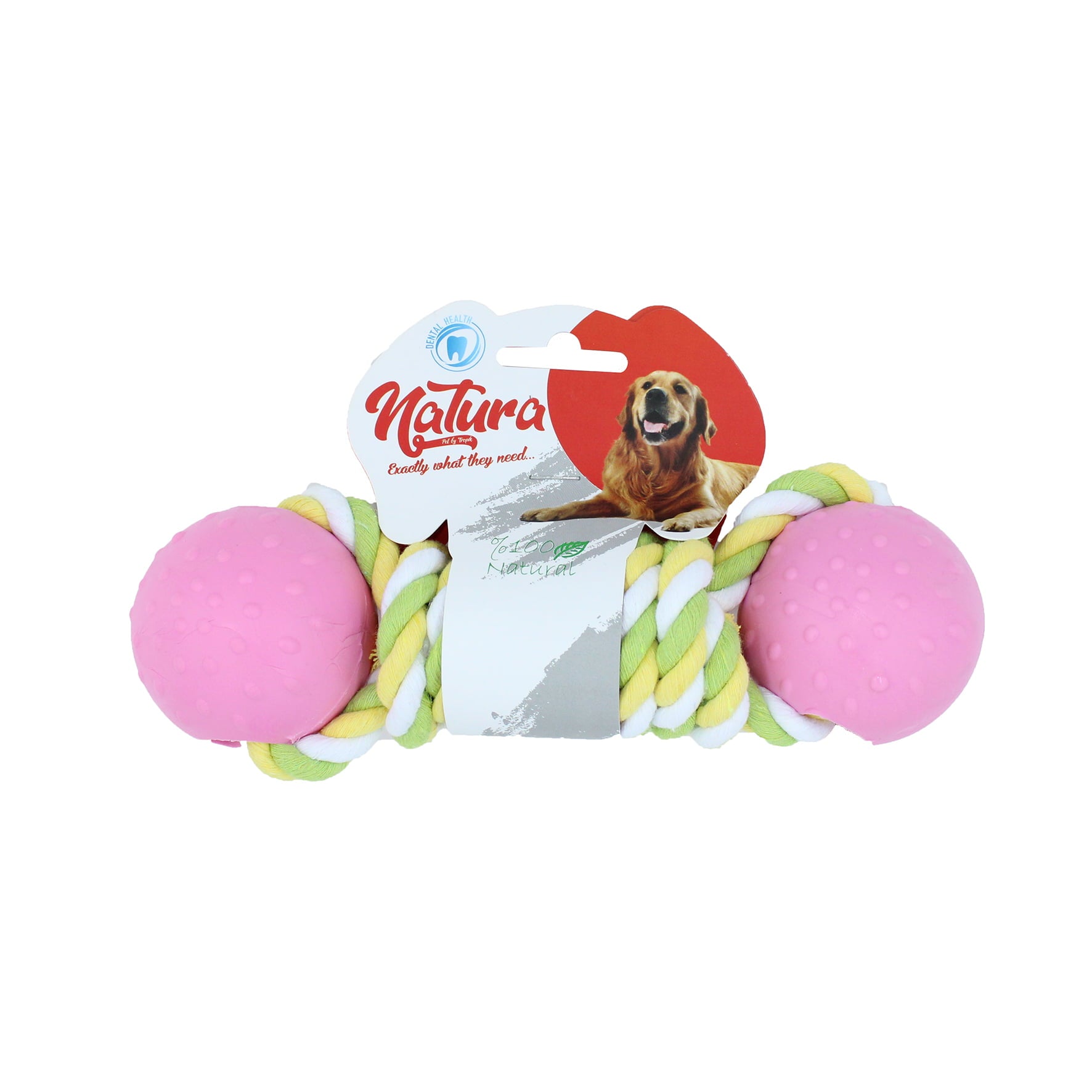 Играчка за кучета – Играчка за кучета Natura Rope с двойна пластмасова топка PTH-045 (31 см) 