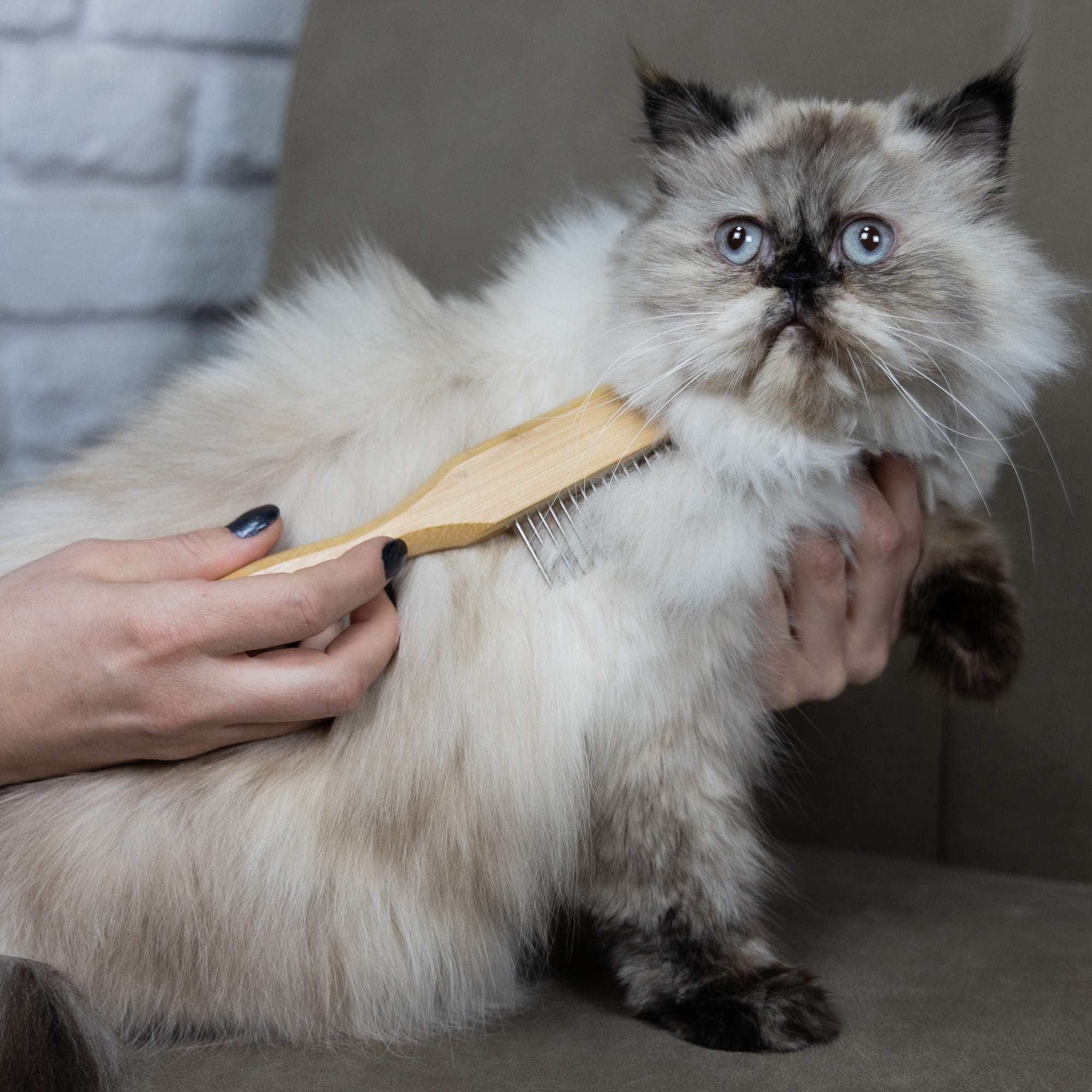 Гребен с бамбукова дръжка и въртящи се зъби (41)