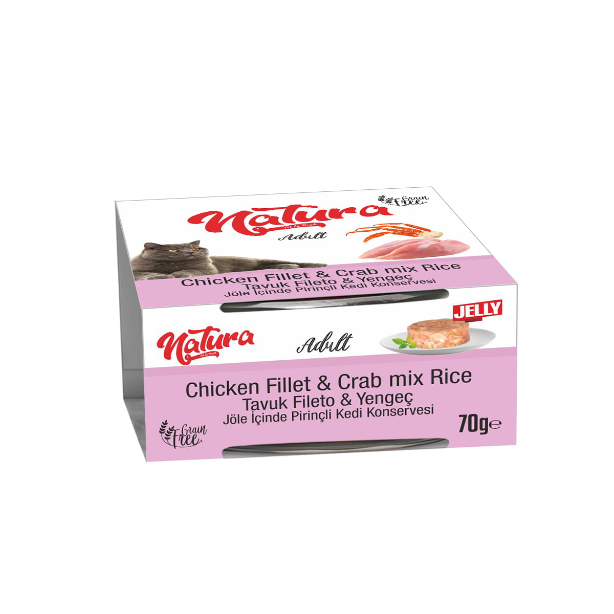 Консерва за котки Natura Fillet микс пиле и рак в желе 70 гр