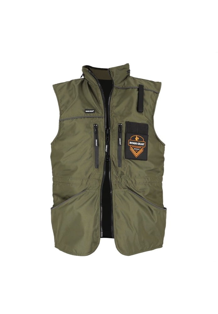 Dingo Gear – Целосезонен жилет за обучение на кучета с качулка, зелен цвят 