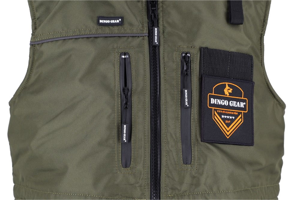 Dingo Gear – Целосезонен жилет за обучение на кучета с качулка, зелен цвят 