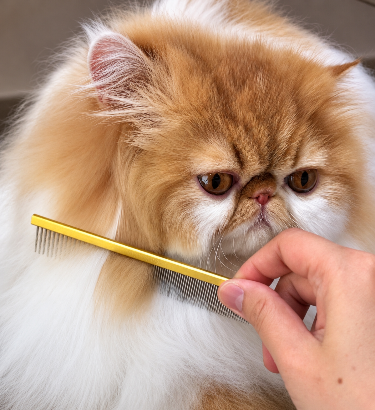 Pieptănarea feței cu PinkPawPal Pet Comb
