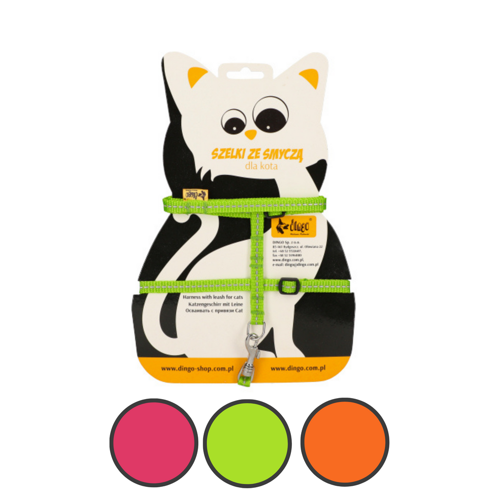 Светлоотразителен колан с каишка за котки "енергия"