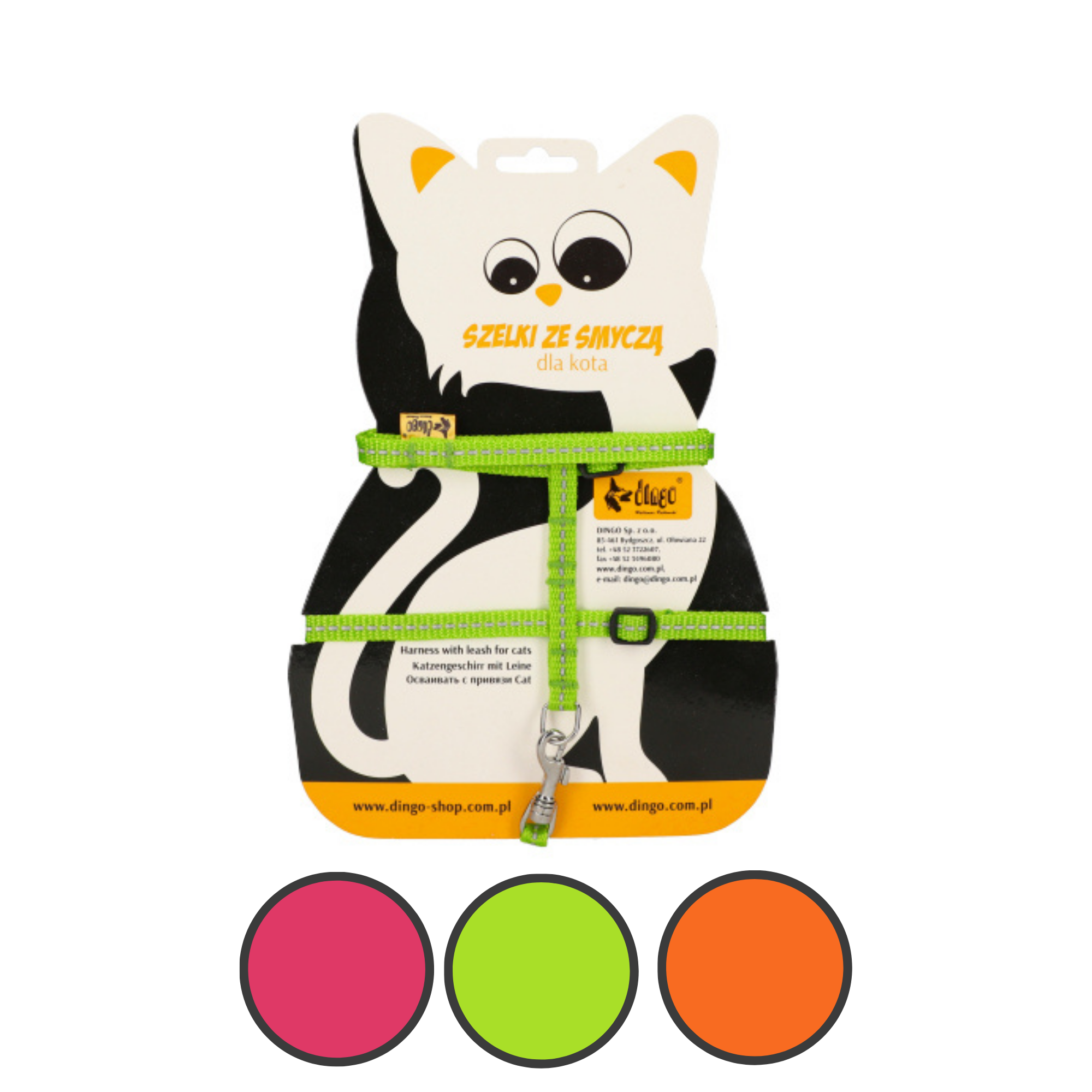 Светлоотразителен колан с каишка за котки "енергия"