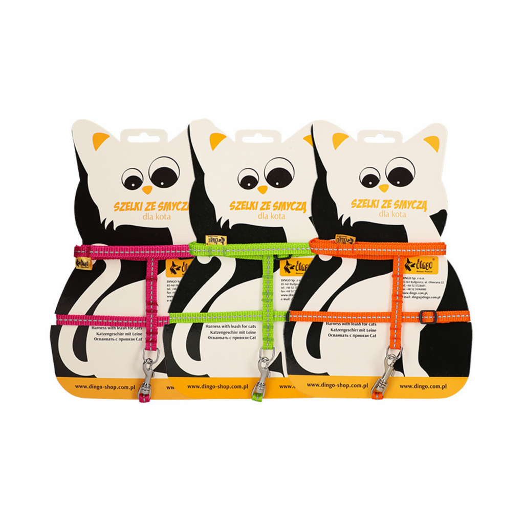 Светлоотразителен колан с каишка за котки "енергия"