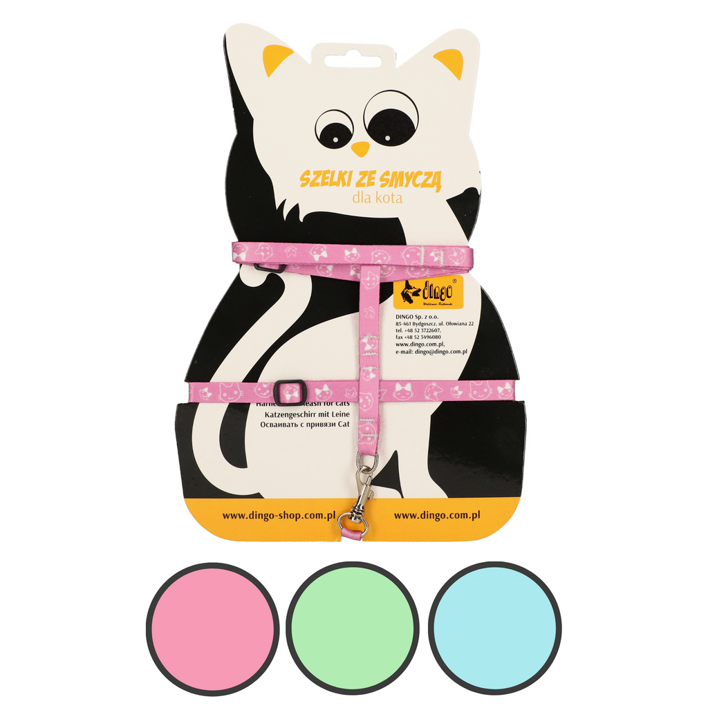 Каишка за каишка "Fun Cat": каишка 1,0 см × 110 см + регулируема каишка за котки