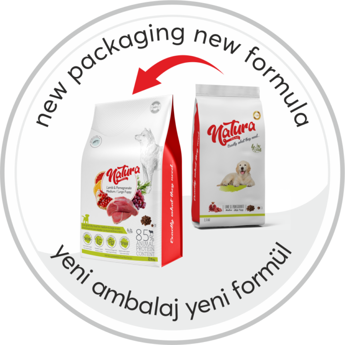 Суха храна за кученца Puppy - NATURA Low Grain Medium & Large – Агнешко и Нар, 2.75 кг