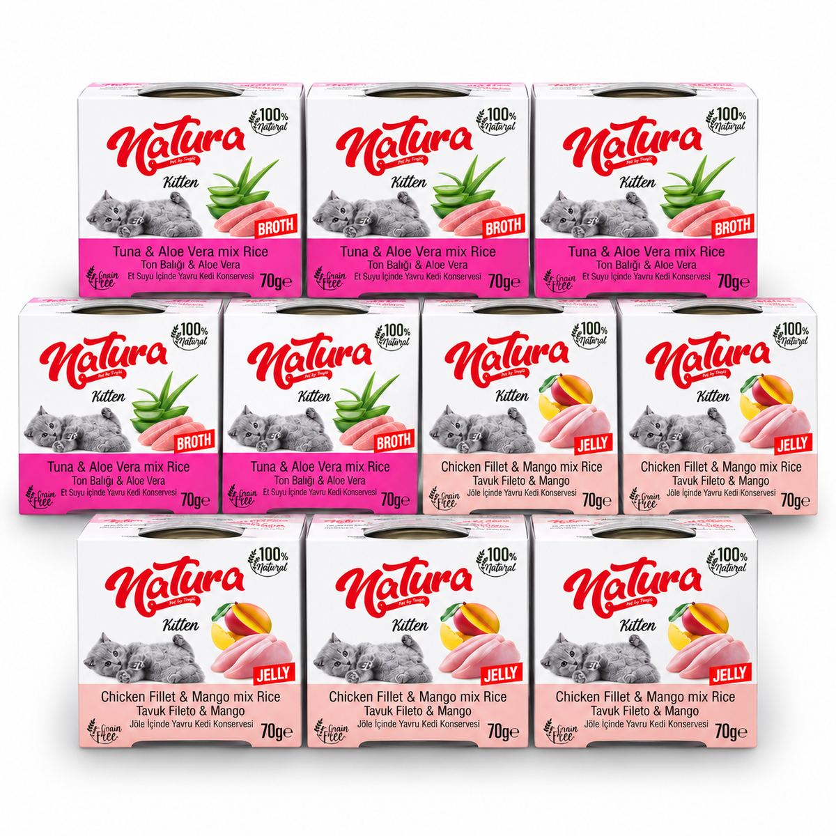 Пакет 10 консерви за котенца Natura - 700 г