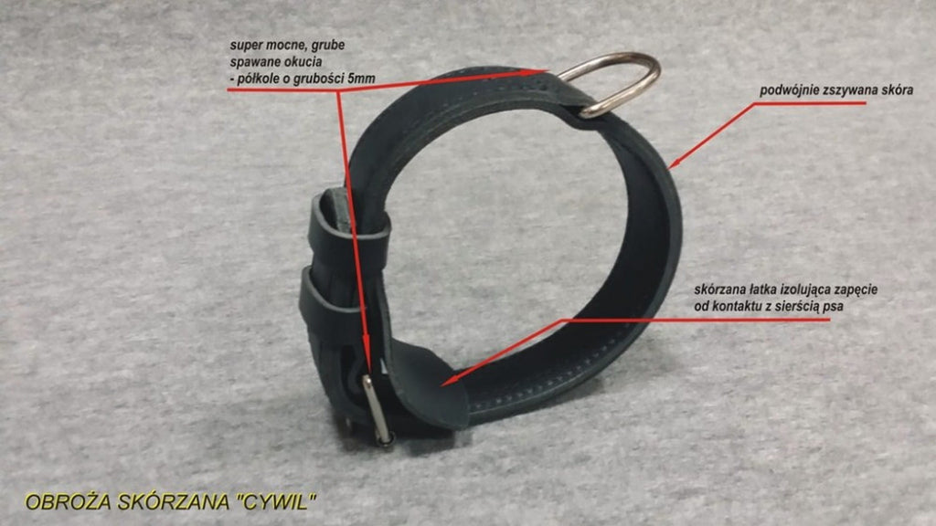 Dingo Gear CYWIL – нашийник от естествена кожа, черен цвят