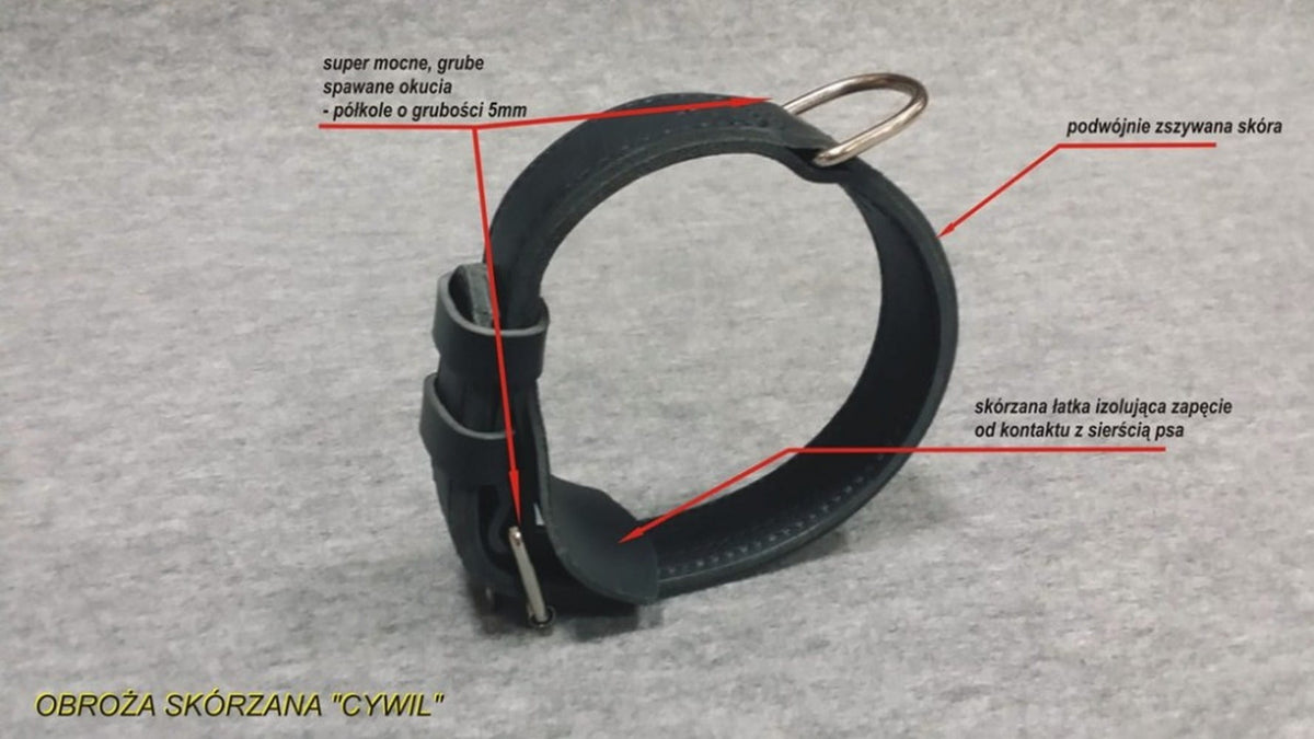 Dingo Gear CYWIL – нашийник от естествена кожа, черен цвят