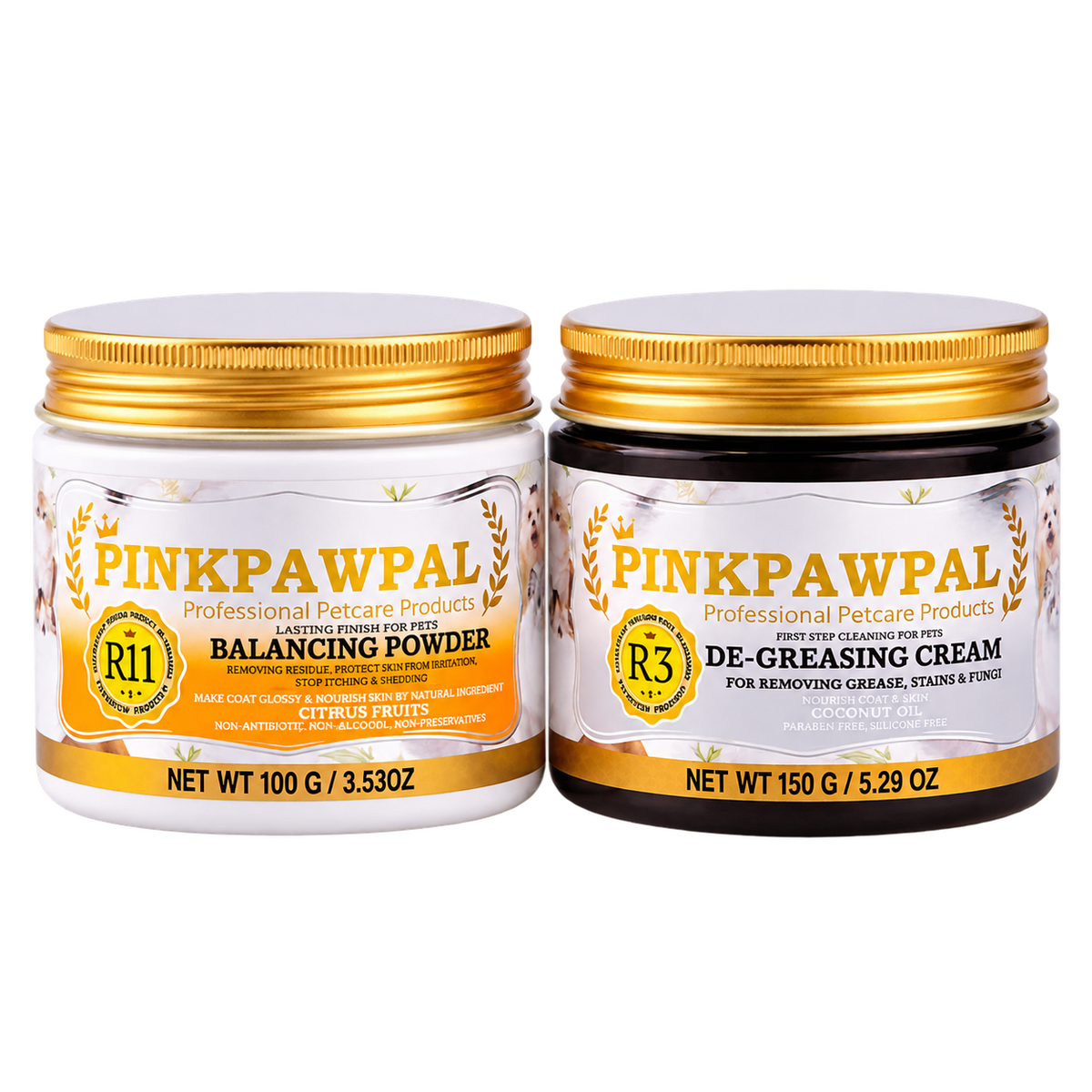 PinkPawPal комплект за обезмасляване и балансиране – De-Greasing Cream 150 г + Balancing Powder 100 г