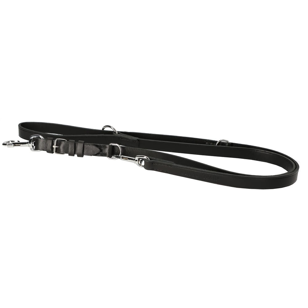 Dingo Gear – Многофункционална разтегателна кожена каишка с дръжка – черна