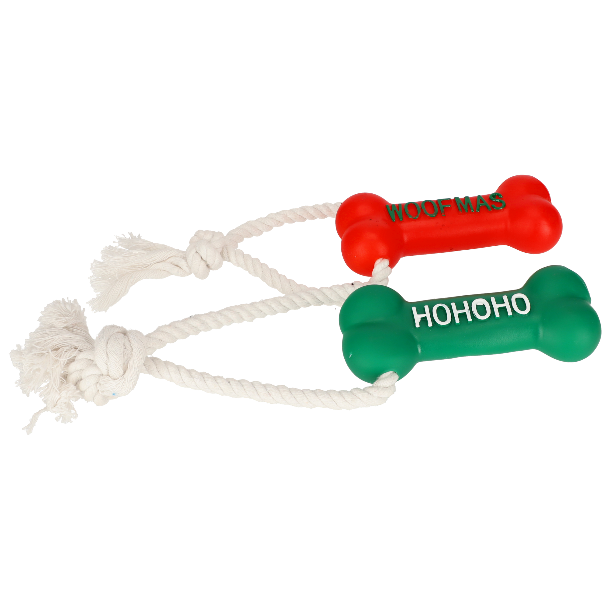 Коледно въже за играчки за кучета с гумена кост