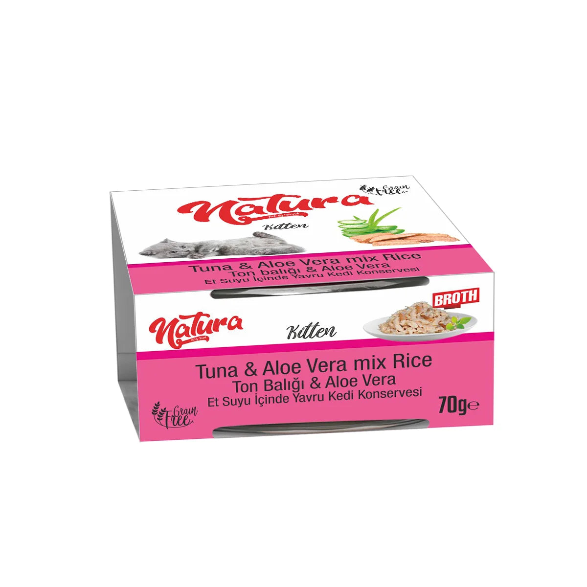 Консерва за котки Natura, смес от риба тон и алое вера в сос, 70 гр