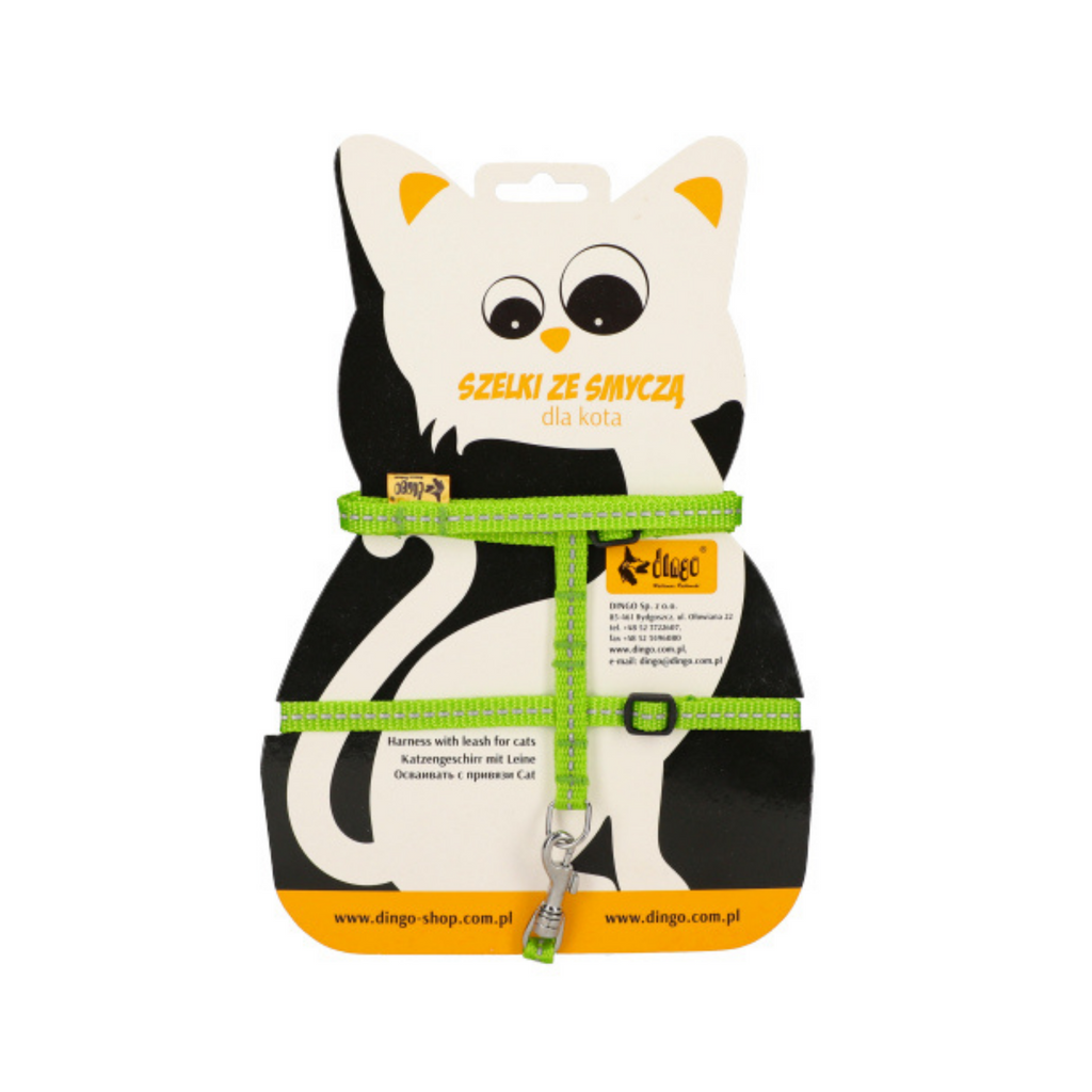 Светлоотразителен колан с каишка за котки "енергия"